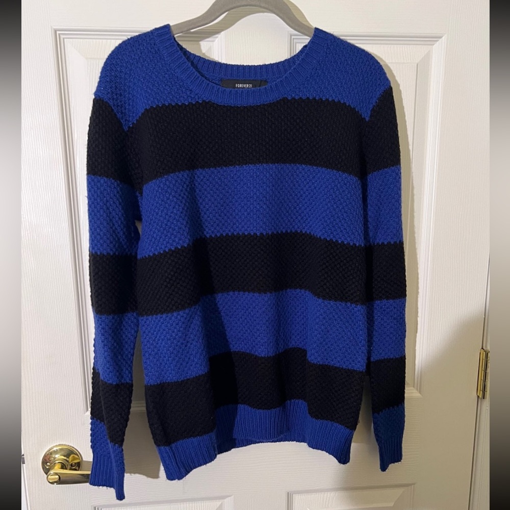 Forever 21 Striped Sweater - Size Small | Color: Black/Blue